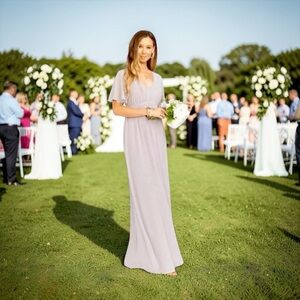 NWT Show Me Your MuMu‎ Emily Empire Maxi Dress Dove Grey Wedding Bridesmaid